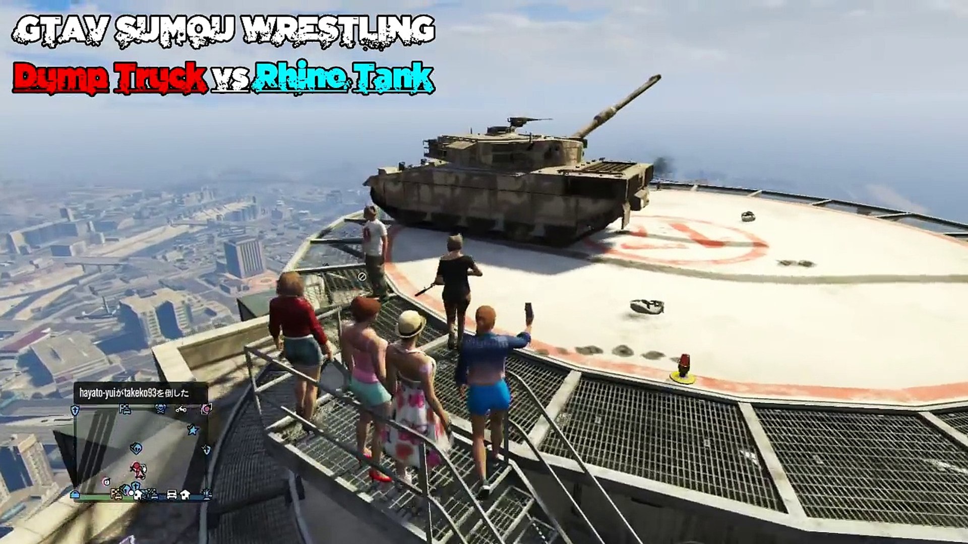 Gta5 実況 相撲対決 ダンプカー Vs ライノ戦車 Sumo Wrestling Dump Truck Vs Tank Gta V Online オンライン Video Dailymotion