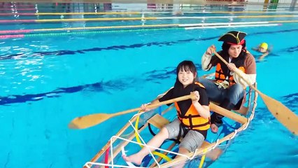 自己造獨木舟挑戰!淡水國民運動中心/DIY canoe challenge!/カヌーつくりに挑戦してみた[NyoNyoTV妞妞TV玩具]