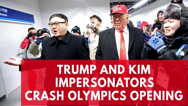Impersonators of Kim Jong Un and Donald Trump call for peace amid the Winter Olympics