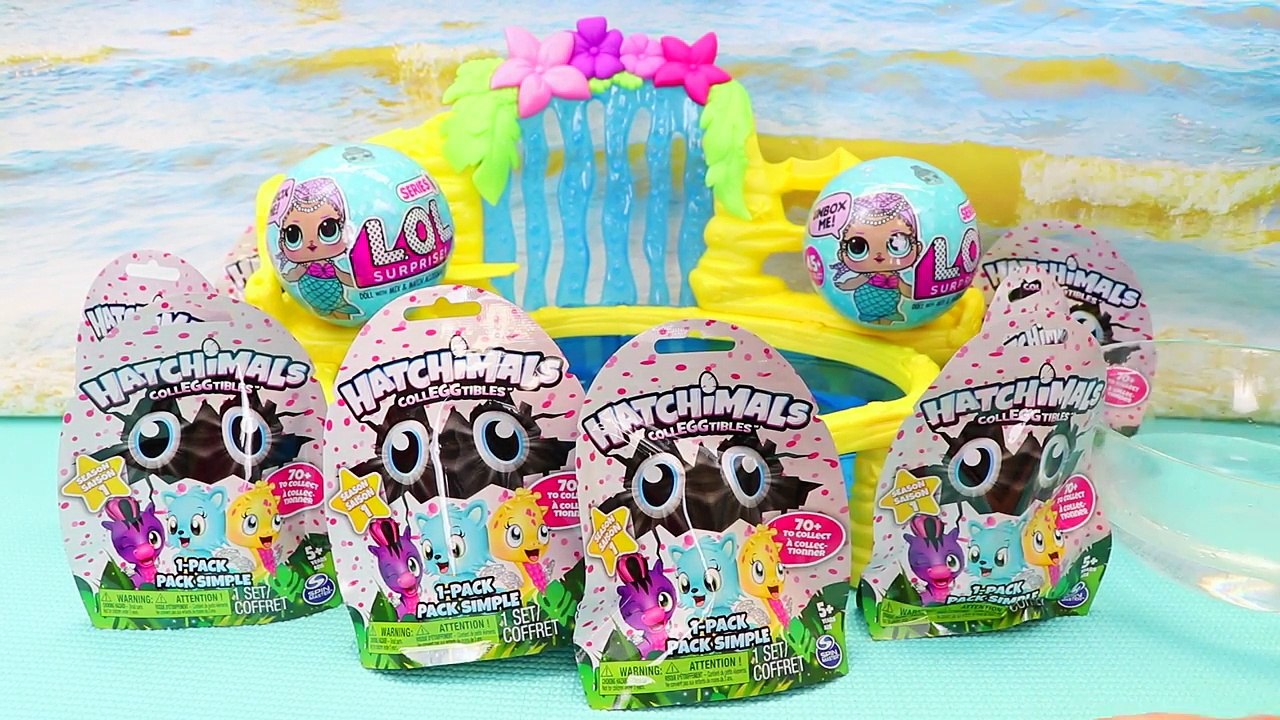 HATCHIMALS CollEGGtibles Color Change HOT WATER Magic Egg Opening + LOL Surprise Dolls Swimming Pool