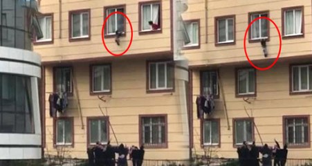 3. Katın Camından Düşen Minik Çocuğu Vatandaşlar Tuttu, O Anlar Kameraya Yansıdı