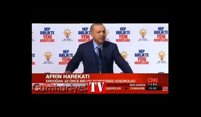Erdoğan açıkladı: Az önce bir helikopterimiz düşürüldü