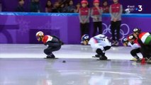 JO d'hiver 2018 : le Français Thibaut Fauconnet se prend un coup de patin en plein visage en finale du short track