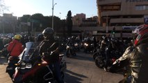 Les motards en colère à l'arrivée de leur manifestation contre l'abaissement de la vitesse à 80km/h