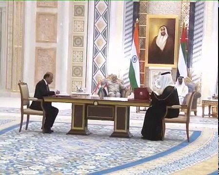 PM Narendra Modi & Crown Prince of Abu Dhabi, Mohammed bin Zayed Al Nahyan at Exchange of Agreements