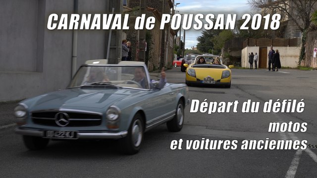 Carnaval de Poussan 2018 : Départ du défilé des motos et des voitures anciennes 2' 30