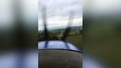 Avioneta choca contra el cable  eléctrico y cae