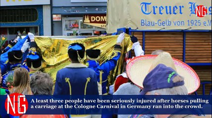 Horses Runs At The Crowd - Cologne Carnival