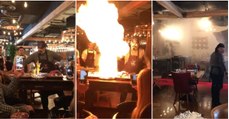 Cozinheiro queria dar espetáculo em frente aos clientes mas quase pegou fogo ao restaurante