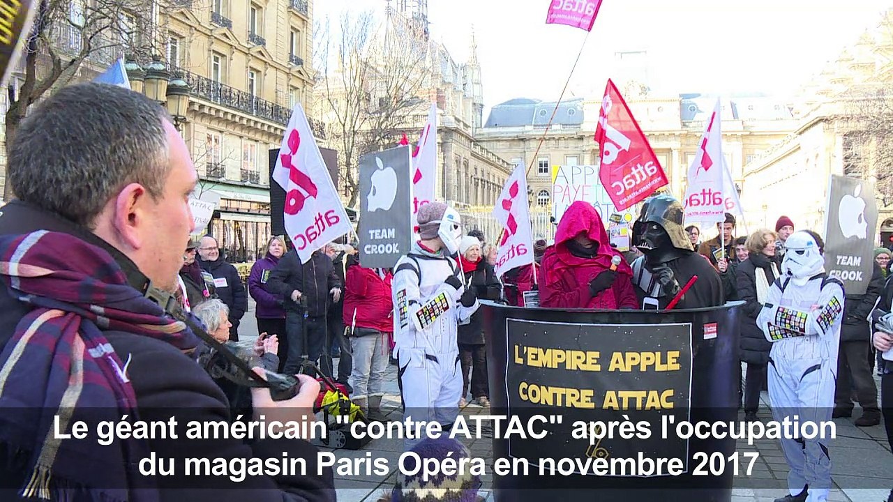 Paris :manifestation de soutien à ATTAC après la plainte d'Apple