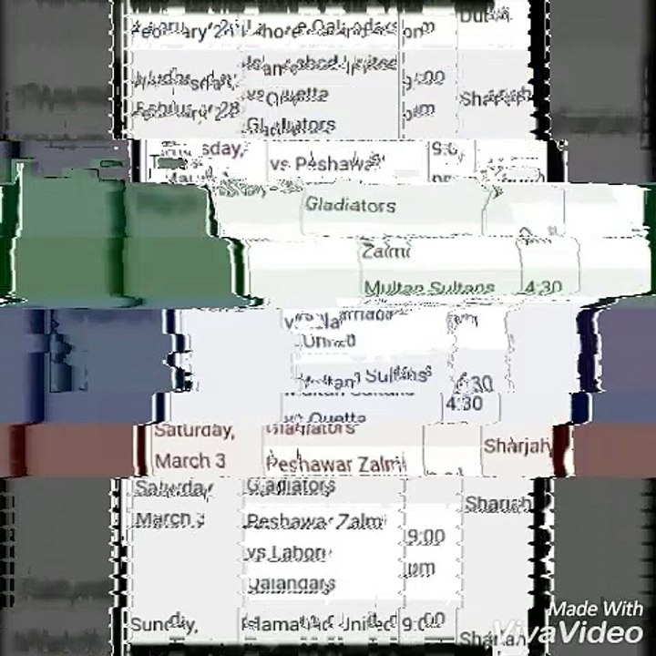 Pakistan super leauge match charts