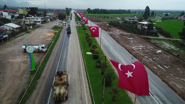 Takviye amaçlı gönderilen zırhlı araçlar Hatay'a ulaştı - Drone görüntüleri