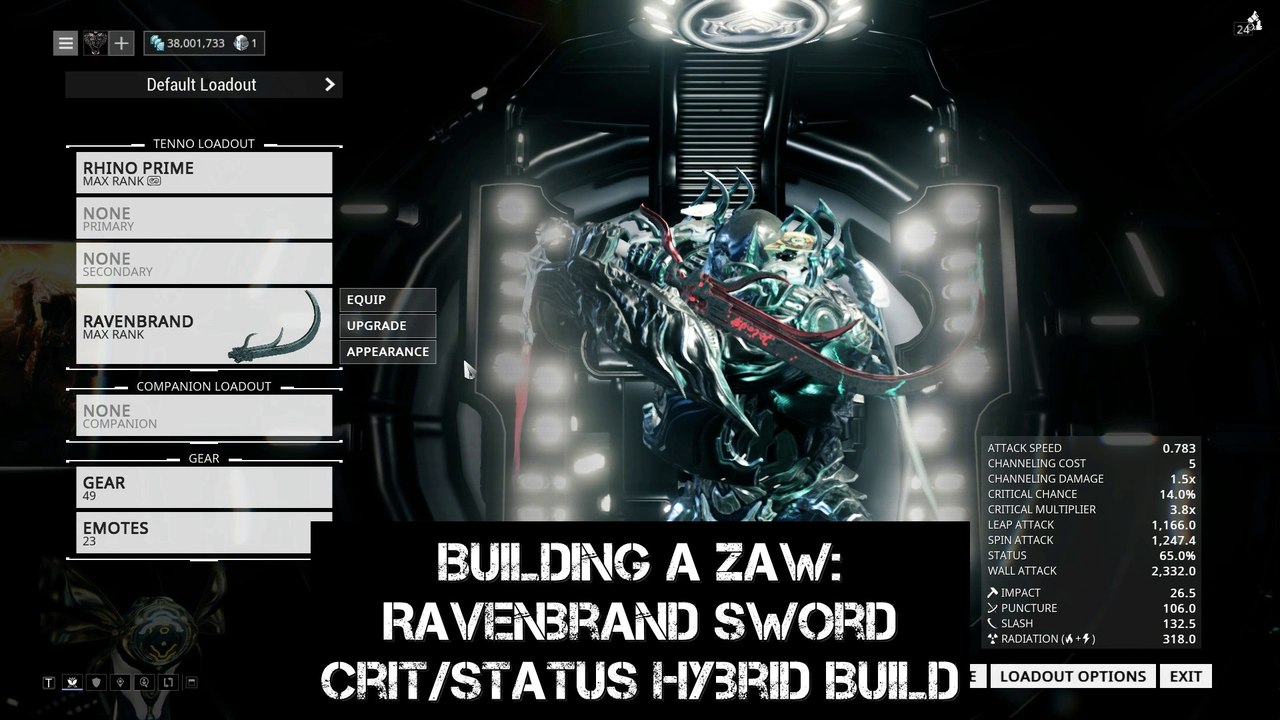 Warframe Building a Zaw Ravenbrand Sword Crit/Status Hybrid Build