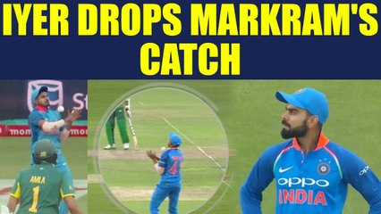 Video herunterladen: India vs South Africa 5th ODI : Sheryas Iyer drops Markram's catch, Kohli gets angry | Oneindia News