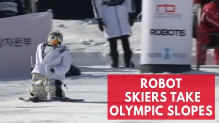 Watch robot skiers compete on the slopes on sidelines of Olympic Winter Games