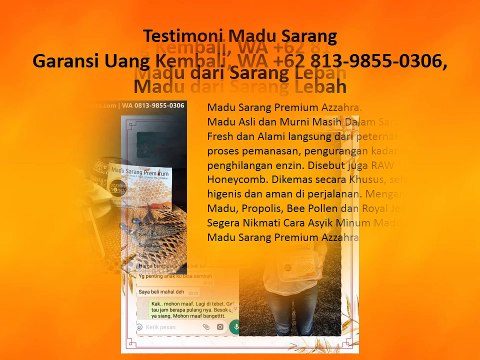 Garansi Uang Kembali, WA +62 813-9855-0306, Madu dari Sarang Lebah