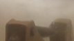 Digger Trucks Work Through Melbourne Dust Storm