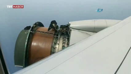 ABD'de uçağın motor kapağı havada koptu