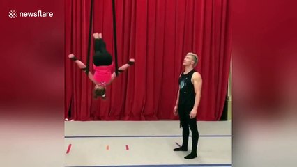 Little girl performs awesome acrobatic routine
