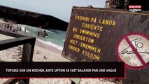 Kate Upton : Topless sur un rocher, elle se fait balayer par une violente vague (Vidéo)