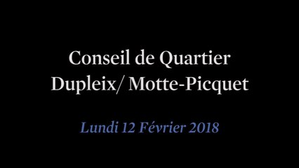 Conseil de Quartier Dupleix/ Motte-Picquet du Lundi 12 Février 2018