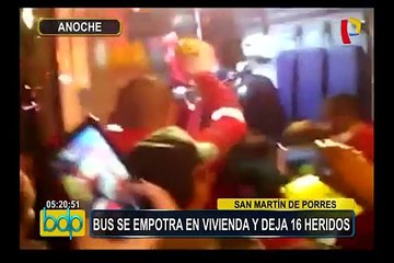 SMP: bus se empotra en vivienda y deja 16 personas heridas