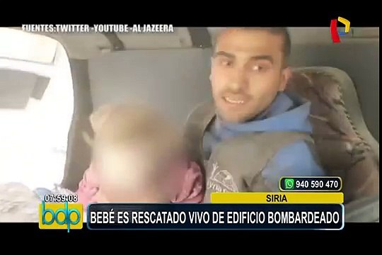 Siria: rescatan con vida a un bebé enterrado bajo los escombros