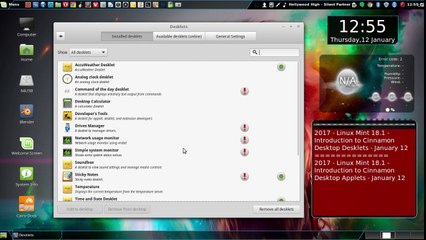 2016 - Introduction to Linux Mint 18/1/2/3 Cinnamon Desktop Desklets - January 12