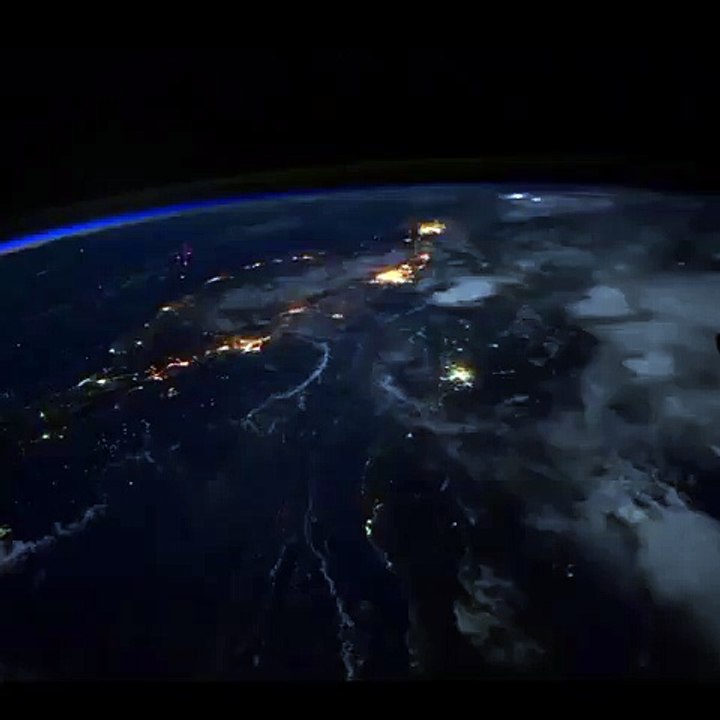 Lights &  Lightning strikes, captured from the International Space Station