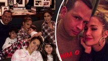Pyjama-clad Jennifer Lopez cosies up to beau Alex Rodriguez as they celebrate their first Christmas together alongside her nine-year-old twins... following proposal rumours.