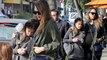 Pregnant Jessica Alba shows off bump in clinging top and leggings as she hugs eldest daughter Honor after grabbing lunch with family in Los Angeles.