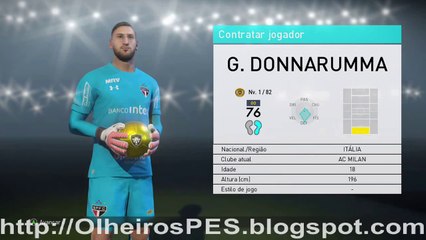 PES 2018 - Combinação de Olheiros para contratar  G. Donnarumma do AC Milan