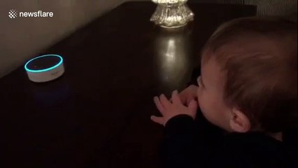 Cute baby boy 'chats' with Alexa