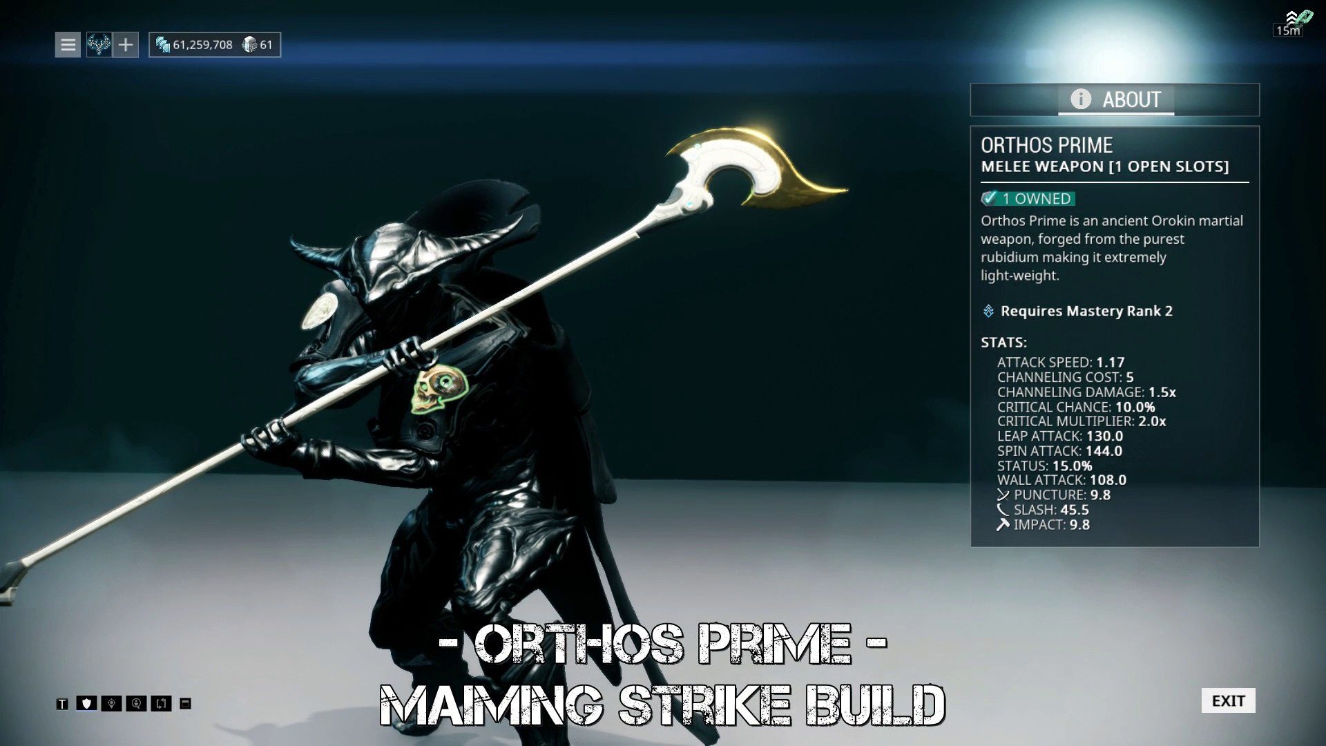 Warframe Orthos Prime Maiming Strike Build (Slide Attack) - video  Dailymotion