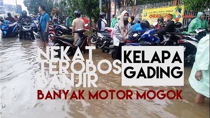 Nekat Terobos Banjir Kelapa Gading, Banyak Motor Mogok