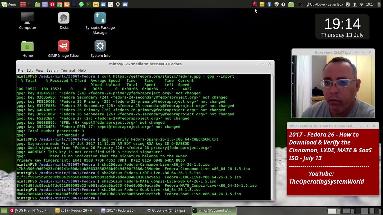 2017 - How to Download & Verify Fedora 26/27 - Cinnamon, LXDE, MATE & SoaS ISO - July 13
