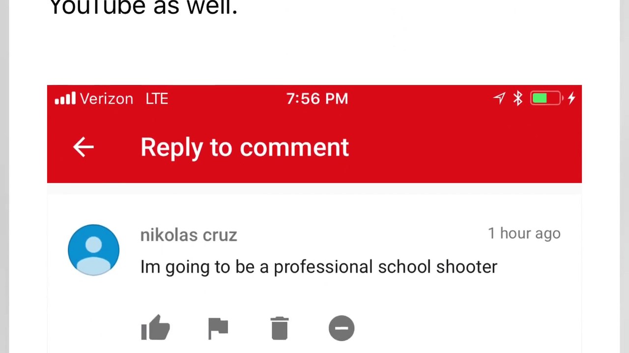 The FBI came to visit me today about Nikolas Cruz