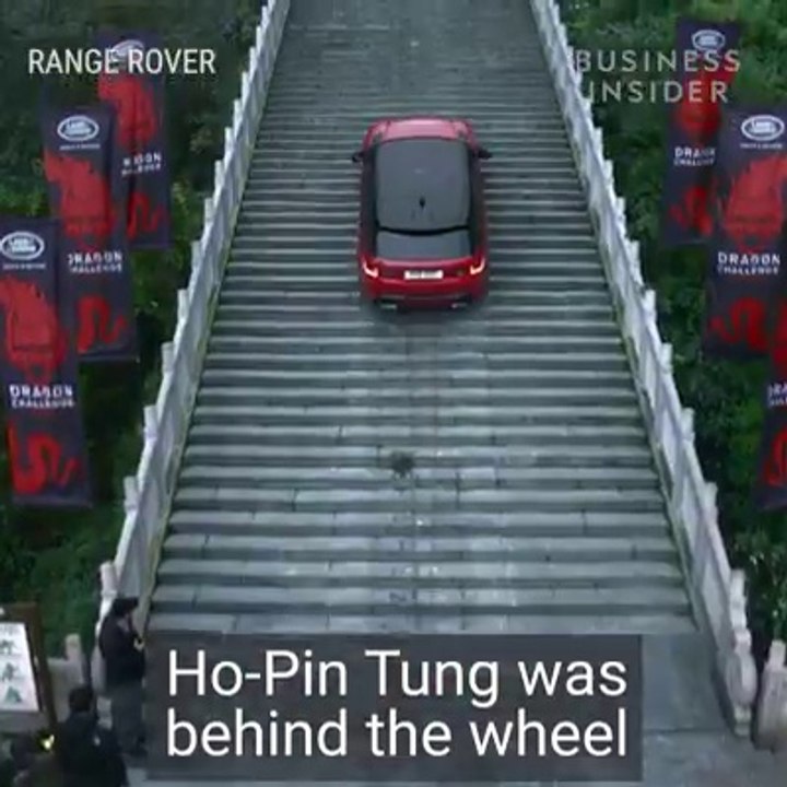 Watch this hybrid Range Rover climb 999 steps at a 45-degree angle on a mountain in China.