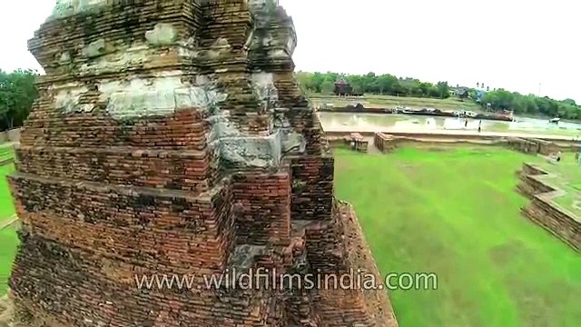 Ayutthaya temples aerial footage, Thailand