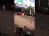 car catches fire in Kanpur
