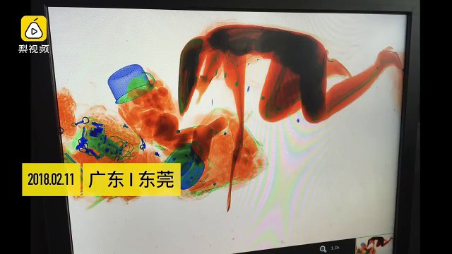 Elle s'accroche à son sac... jusque dans les rayons X de l'aéroport !