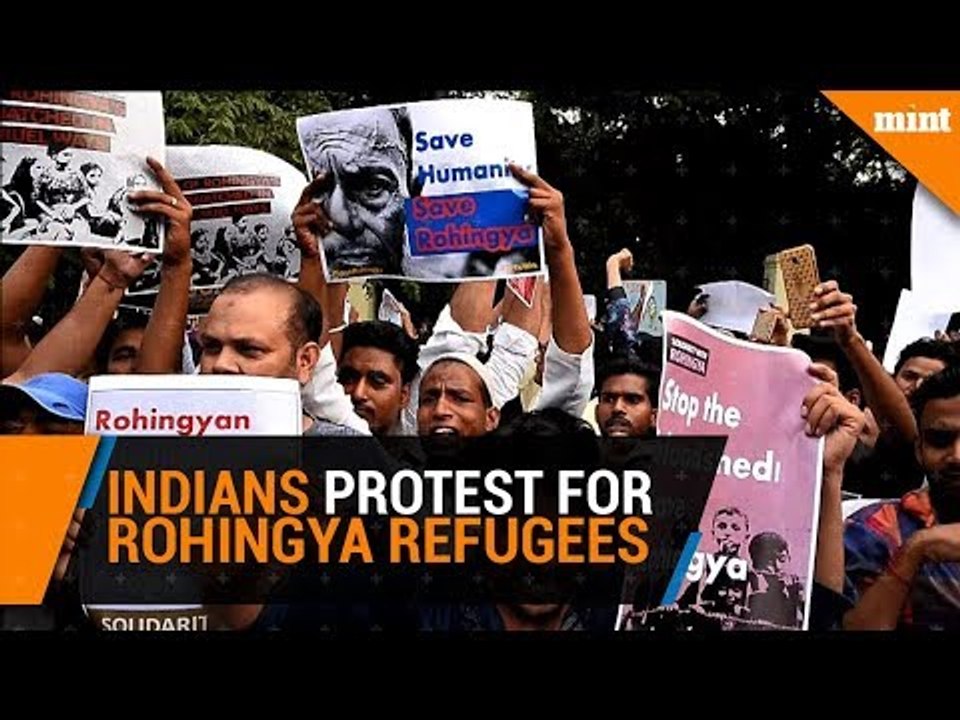 Indians protest outside Myanmar Embassy over Rohingya refugees