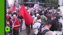 Des habitants de Varsovie protestent contre le sommet de l’OTAN
