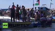 Une manifestation dans des eaux de Gaza après l’interception de la flottille de la Liberté