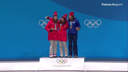 JO 2018 : Ski acrobatique : Remise des médailles du slopestyle femmes