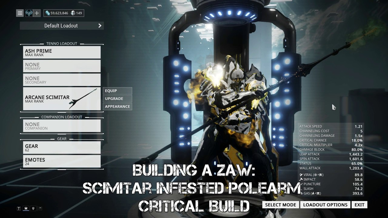 Warframe Building a Zaw Scimitar Infested Polearm Critical Build