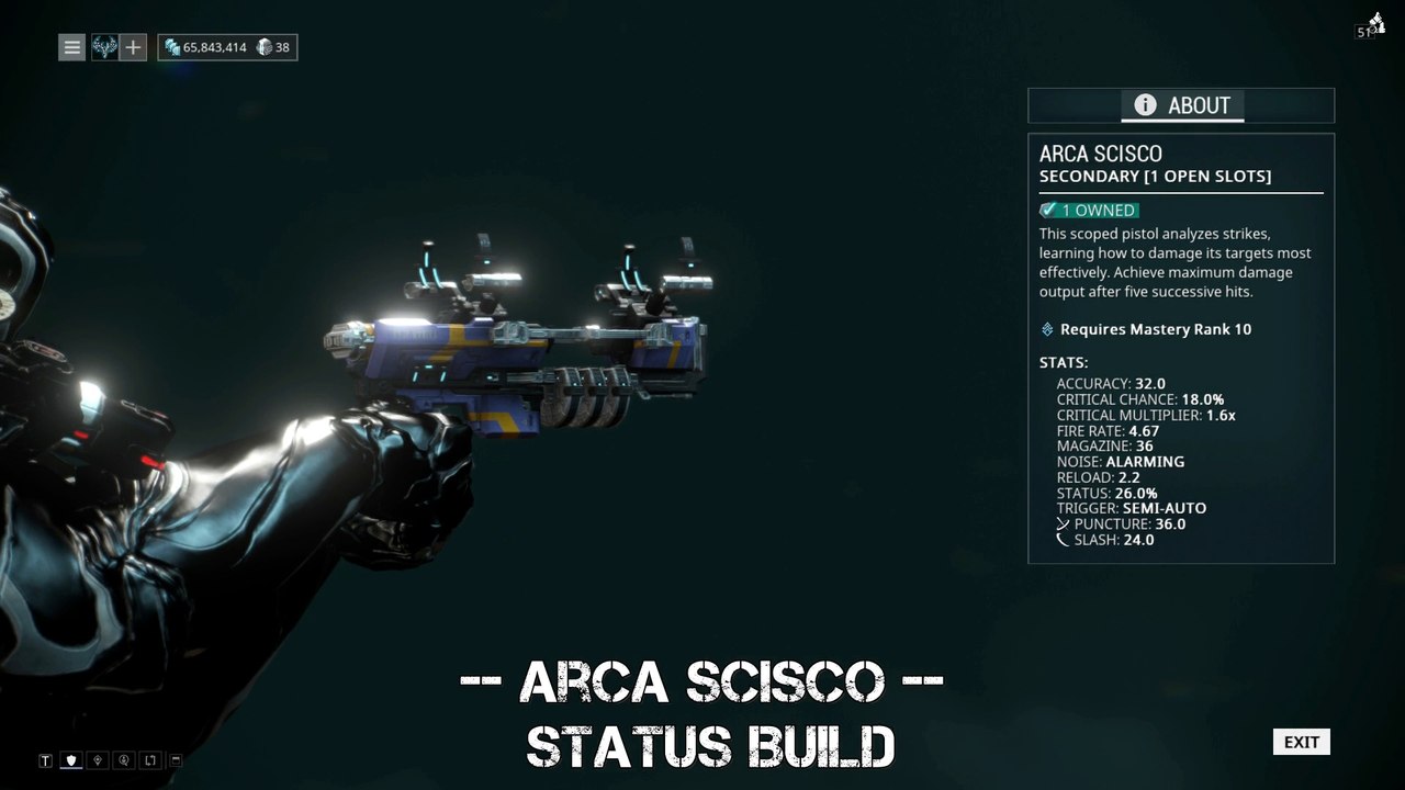 Warframe Arca Scisco - Status Build