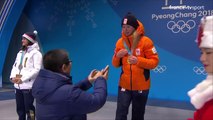 JO 2018 : Patinage de vitesse : Remise des médailles du 5000m femmes