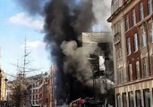 Fire Engulfs a Building on Portland Street Near the BBC in London