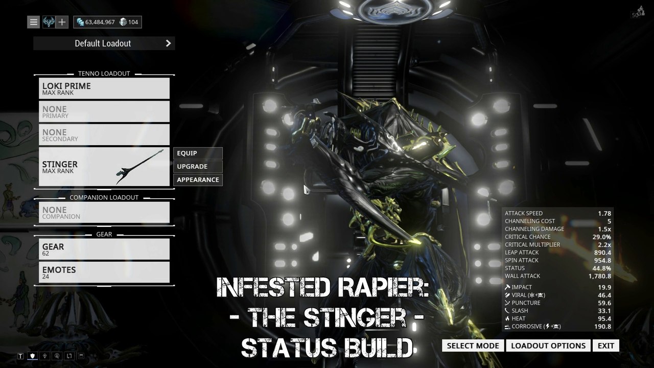 Warframe Building a Zaw Infested Rapier The Stinger Status Build